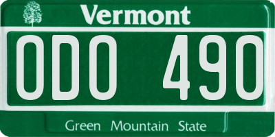 VT license plate ODO490