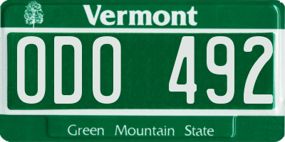 VT license plate ODO492