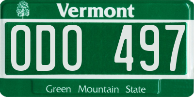 VT license plate ODO497