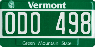 VT license plate ODO498