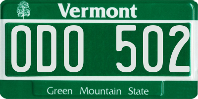 VT license plate ODO502