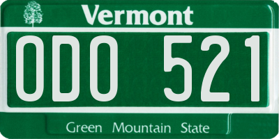VT license plate ODO521