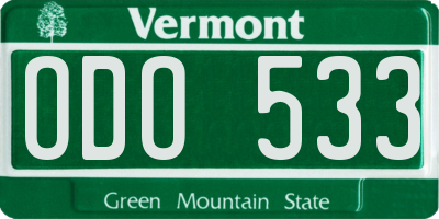 VT license plate ODO533