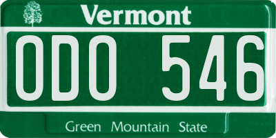 VT license plate ODO546