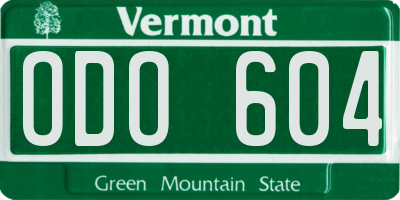 VT license plate ODO604