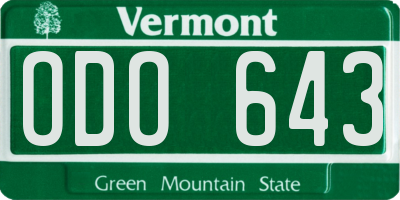 VT license plate ODO643