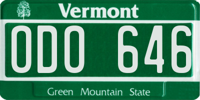 VT license plate ODO646