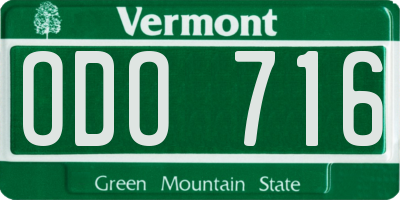 VT license plate ODO716