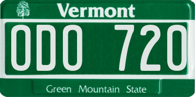 VT license plate ODO720
