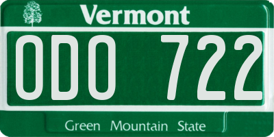 VT license plate ODO722