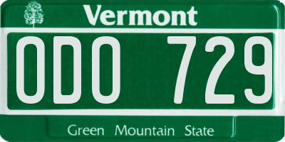 VT license plate ODO729