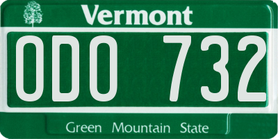 VT license plate ODO732