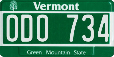 VT license plate ODO734