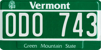 VT license plate ODO743