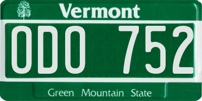 VT license plate ODO752