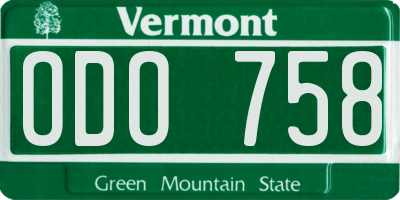 VT license plate ODO758