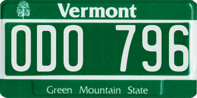 VT license plate ODO796