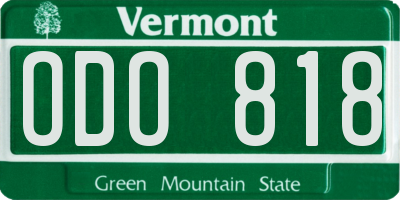 VT license plate ODO818
