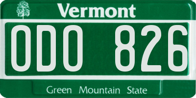 VT license plate ODO826