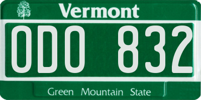 VT license plate ODO832