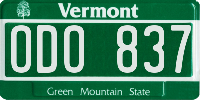 VT license plate ODO837