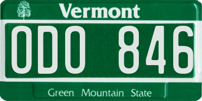 VT license plate ODO846