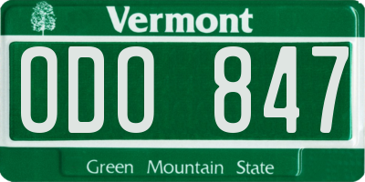 VT license plate ODO847