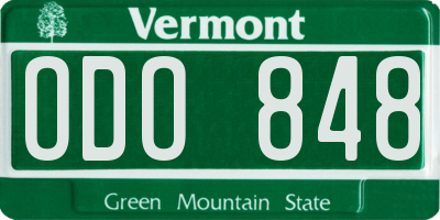 VT license plate ODO848