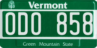 VT license plate ODO858
