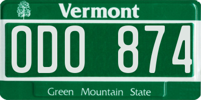 VT license plate ODO874