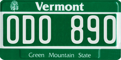 VT license plate ODO890