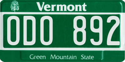 VT license plate ODO892