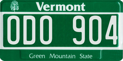 VT license plate ODO904