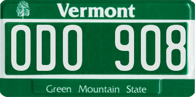 VT license plate ODO908