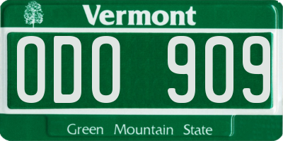 VT license plate ODO909