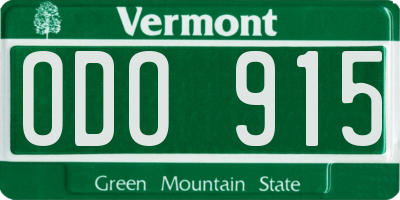 VT license plate ODO915