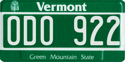 VT license plate ODO922