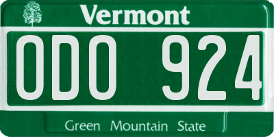 VT license plate ODO924