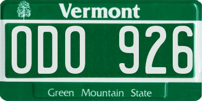 VT license plate ODO926