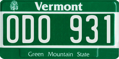 VT license plate ODO931