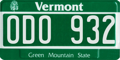 VT license plate ODO932