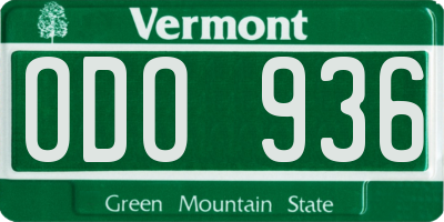 VT license plate ODO936