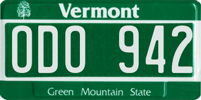 VT license plate ODO942