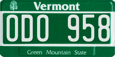 VT license plate ODO958
