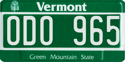 VT license plate ODO965