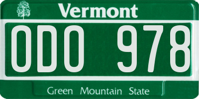 VT license plate ODO978
