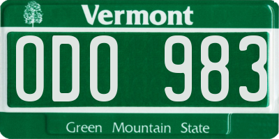 VT license plate ODO983