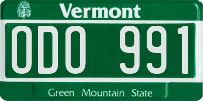 VT license plate ODO991