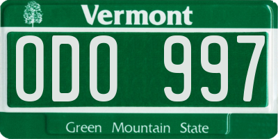 VT license plate ODO997