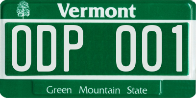 VT license plate ODP001